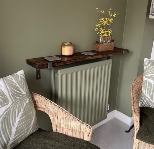Rustic pine radiator - , shelf