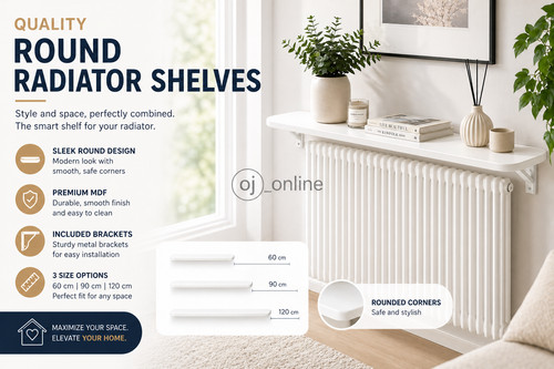 White round radiator shelf - white,