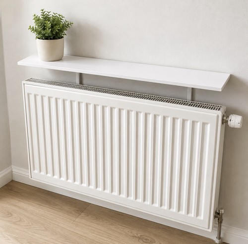 60cm white radiator shelf 15cm - 60cm,